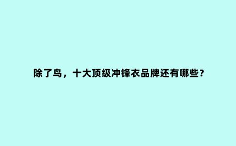 除了鸟，十大***冲锋衣品牌还有哪些？