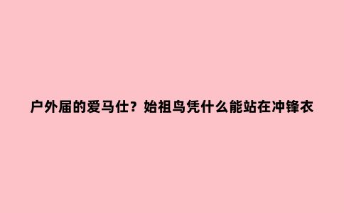 户外届的爱马仕？始祖鸟凭什么能站在冲锋衣鄙视链顶端 ｜凹凸世界