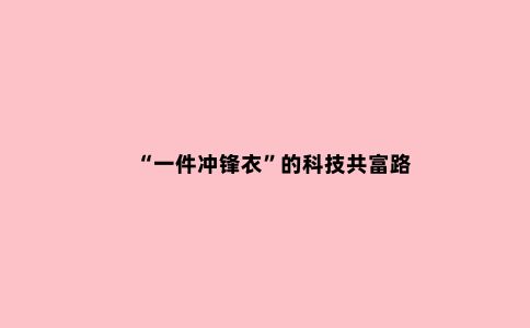 “一件冲锋衣”的科技共富路