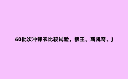 60批次冲锋衣比较试验，狼王、斯凯奇、JakeWolfing等不达标